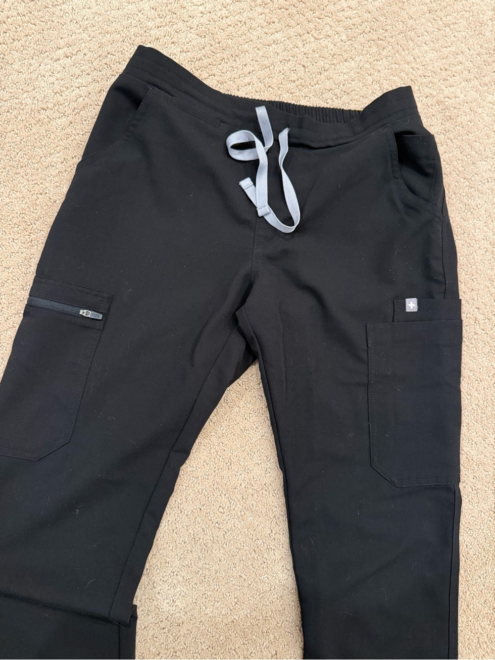 Figs Men's Black Jogger Scrubs with Gray Drawstring
